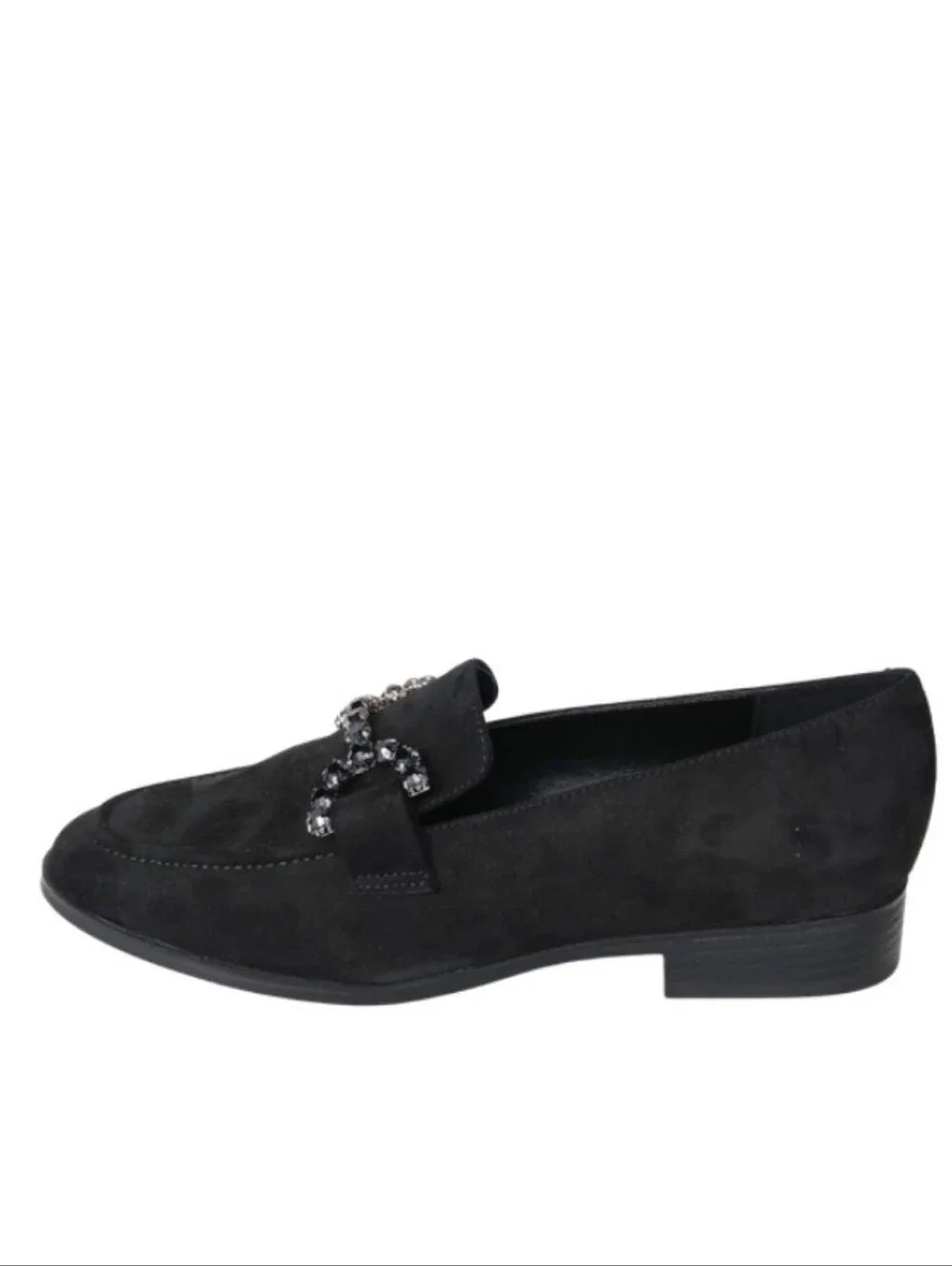 Nine West Loafers Women's 11 Black Faux Suede Rhinestone Slip-on Whimsigoth Shoe